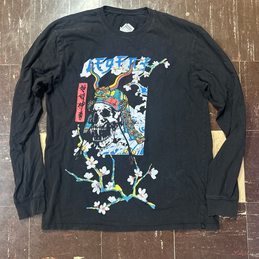 Black Long Sleeve Tee with Vibrant Graphic Design